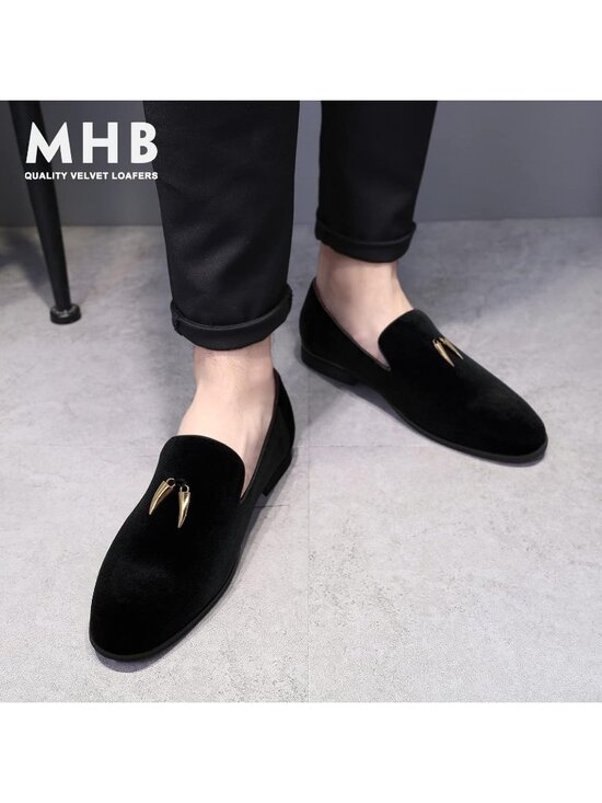 Men\'s Black Velvet Penny Loafer Slip On Comfortable Tuxedo Party Classic Shoes main image 4
